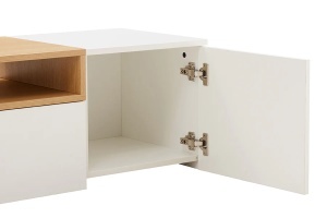 COMODA TV SUSPENDATA LOFT 160CM, REALIZATA DIN MDF SI FURNIR STEJAR, CULOARE ALB/NATUR, ARTIM GROUP SELECTION - Img 2