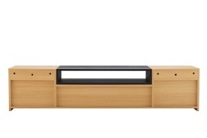 COMODA TV SUSPENDATA LOFT 160CM, REALIZATA DIN MDF SI FURNIR STEJAR, CULOARE NEGRU/NATUR, ARTIM GROUP SELECTION - Img 4