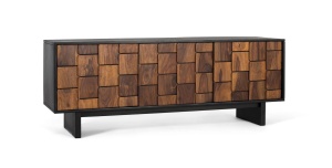 COMODA TV UDAIPUR 160CM, REALIZATA DIN LEMN DE MANGO SI METAL, CULOARE NATUR/NEGRU, GINER Y COLOMER