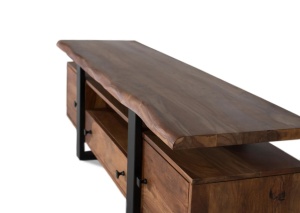 COMODA TV VETA 170CM, REALIZATA DIN LEMN DE TRANDAFIR SI METAL, CULOARE NATUR/NEGRU, GINER Y COLOMER - Img 4