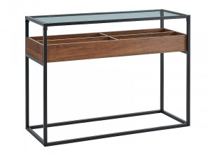 CONSOLA HARMONY C, 110 CM, TRANSPARENT/NUC/NEGRU, BLAT DIN STICLA SECURIZATA, PAL SI CADRU DIN METAL, STIL MODERN - Img 1