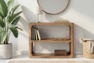 CONSOLA LIVING, ELEMENTS 90CM, REALIZATA DIN LEMN DE MANGO, CULOARE MARO/NATUR, ARTIM GROUP - Img 5