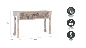 CONSOLA ORIGIN 120CM, REALIZATA DIN LEMN DE STEJAR, CULOARE GRI ANTICHIZAT, GINER Y COLOMER - Img 5