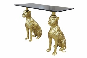 CONSOLA, PANTHER 105CM, REALIZAT DIN METAL SI MARMURA, CULOARE AURIE/NEGRU, REALIZAT MANUAL, ARTIM GROUP SELECTION - Img 4