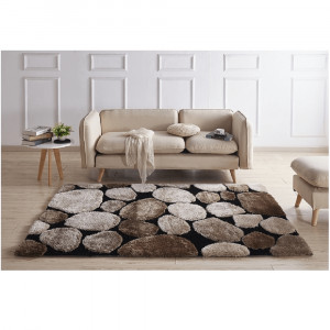 Covor 100x140 cm, maro/bej/negru, PEBBLE TYP 2, 0000201399 - Img 3