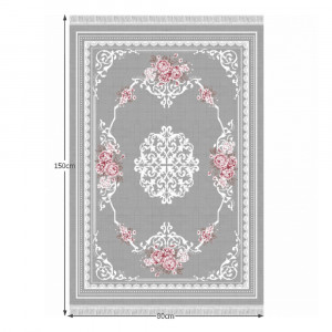 Covor 80x150 cm, gri/model cu flori, SEDEF TIP 2, 0000203321 - Img 5