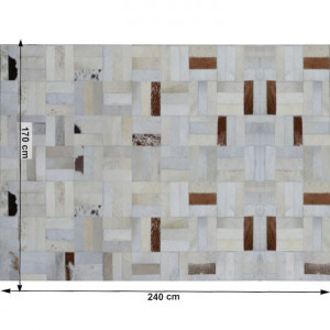 Covor de lux din piele, alb/gri/maro, patchwork, 170x240, PIELE DE VITĂ TYP 1, 0000188796 - Img 8