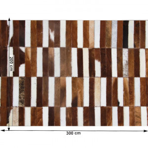 Covor de lux din piele, maro/alb, patchwork, 201x300, Piele de vită Tip 5, 0000188857 - Img 6