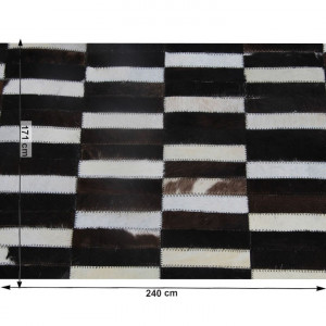 Covor de lux din piele, maro/negru/alb, patchwork, 171x240, PIELE DE VITĂ TIP 6, 0000188855 - Img 7
