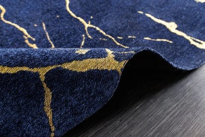 COVOR, MARMURA 160X240CM, ALBASTRU REGAL/AURIU, POLIESTER/BUMBAC, ARTIM GROUP SELECTION - Img 4