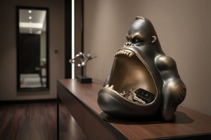 DECORATIUNE KING APE 35CM, REALIZAT DIN POLIRASINA, CULOARE BRONZ, REALIZAT MANUAL, ARTIM GROUP SELECTION - Img 3