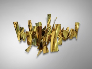 DECORATIUNE PERETE, FRACTURE 182CM, METAL CURBAT, AURIE, DESIGN EXCLUSIV - Img 1