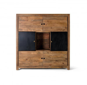 DULAP 153CM, NATUR SI NEGRU, DIN LEMN DE MANGO SI METAL, GINER Y COLOMER - Img 2