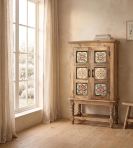 DULAP ELEGANT DUNA 80CM, REALIZAT DIN LEMN DE MANGO, CULOARE NATUR/MULTICOLOR, GINER Y COLOMER - Img 2