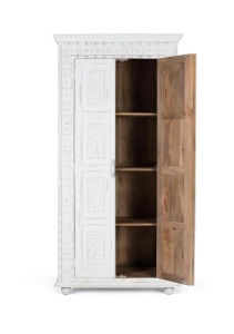 DULAP ELEGANT LARIN 100CM, REALIZAT DIN LEMN DE MANGO, CULOARE ALB ANTICHIZAT, GINER Y COLOMER - Img 2
