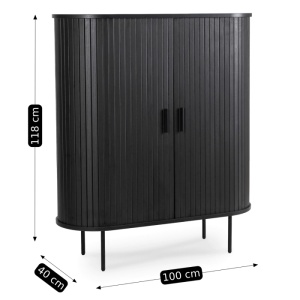 DULAP LIVING, ARTIM MEBLE,100CM, CU 2 USI GLISANTE, REALIZAT DIN MDF SI METAL, CULOARE NEAGRA, STIL MODERN - Img 7