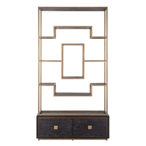 DULAP/ORGANIZATOR HUNTER, 210475, CONFECTIONAT DIN FURNIR DE STEJAR SI METAL, NEGRU/AURIU, STIL RUSTIC - Img 3