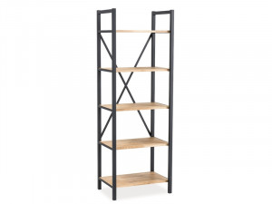 DULAP ORGANIZATOR LORAS R2, STEJAR/NEGRU, DIN FURNIR SI METAL, DESIGN INDUSTRIAL, SIGNAL