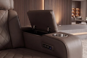 FOTOLIU CINEMA 2 LOCURI HOLLYWOOD, REGLABIL ELECTRIC, REALIZAT DIN PIELE ECO, CULOARE MARO, INVICTA INTERIOR - Img 6
