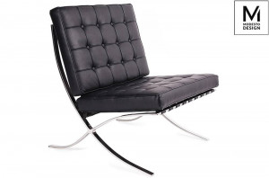 FOTOLIU CONFORTABIL BARCELON, NEGRU/CROM, DIN PIELE ECOLOGICA SI METAL, STIL MODERN