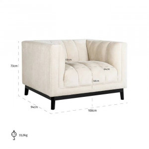 FOTOLIU CONFORTABIL BEAUDY, ALB/NEGRU, TAPITERIE CHENILLE SI PICIOARE DIN LEMN, STIL MODERN, RICHMOND INTERIORS - Img 3