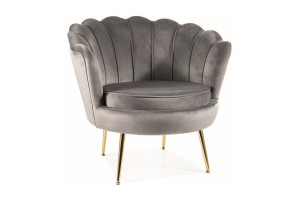 FOTOLIU CONFORTABIL CAMELLIA 1, GRI BLUVEL 14/AURIU, TAPITERIE DIN CATIFEA SI PICIOARE DIN METAL