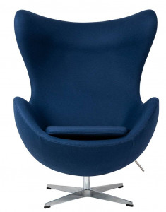 FOTOLIU CONFORTABIL EGG CLASSIC, ALBASTRU INCHIS 26/CROM, DIN CASMIR SI METAL, STIL MODERN B2 - Img 3