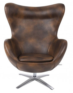 FOTOLIU CONFORTABIL EGG SZEROKI, MARO VINTAGE/CROM, DIN PIELE ECOLOGICA SI METAL, STIL MODERN - Img 3