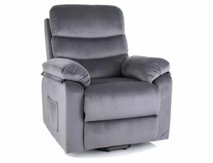 FOTOLIU CONFORTABIL HEKTOR, GRI BLUVEL 14, TAPITERIE DIN CATIFEA, CU FUNCTIE DE RABATARE SI MASAJ