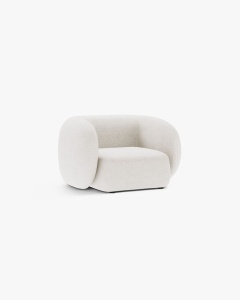 FOTOLIU CONFORTABIL KATE, ALB, 108X89 CM, TAPITAT CU TAPITERIE DIN TEXTIL BOUCLE BALOO, MICADONI