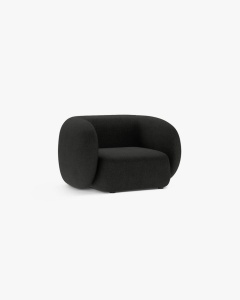 FOTOLIU CONFORTABIL KATE, NEGRU, 108X89 CM, TAPITAT CU TAPITERIE DIN TEXTIL BOUCLE BALOO, MICADONI - Img 2