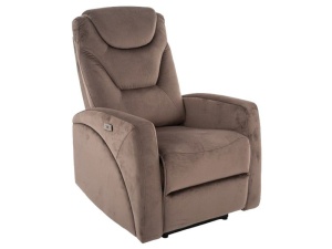 FOTOLIU CONFORTABIL KRONOS, CAPPUCCINO BLUVEL 38, TAPITERIE DIN CATIFEA, CU FUNCTIE DE RABATARE SI PORT USB INCORPORAT