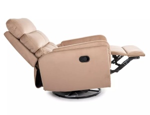 FOTOLIU CONFORTABIL RECLINER SI FUNCTIE DE PIVOTARE, ARGOS BEJ, BLUVEL 28, TAPITERIE DIN CATIFEA, STIL MODERN - Img 3