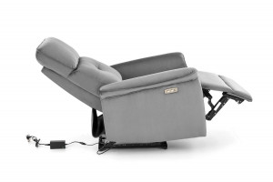 FOTOLIU CONFORTABIL SEMIR, GRI, TAPITERIE DIN CATIFEA, CU FUNCTIE DE RABATARE SI PORT USB, STIL MODERN - Img 8