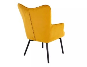 FOTOLIU CONFORTABIL STIL CARMEN, CURRY BLUVEL 68/NEGRU, TAPITERIE DIN CATIFEA SI PICIOARE DIN LEMN - Img 3