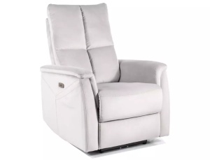 FOTOLIU CONFORTABIL STIL NEPTUN M, GRI BLUVEL 03, TAPITERIE DIN CATIFEA, CU FUNCTIE DE MASAJ, RABATARE SI PORT USB INCORPORAT