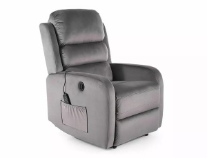 FOTOLIU CONFORTABIL STIL PEGAZ M, GRI BLUVEL 14, TAPITERIE DIN CATIFEA, CU FUNCTIE DE RABATARE SI MASAJ