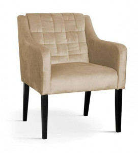 FOTOLIU CONFORTABIL TREVOR, BEJ/NEGRU, STIL CLASIC, CONFECTIONAT DIN LEMN DE FAG SI TEXTIL
