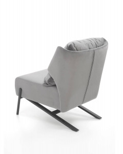 FOTOLIU CONFORTABIL VICTUS, GRI/NEGRU, TAPITERIE DIN CATIFEA SI PICIOARE DIN METAL, STIL MODERN, HALMAR - Img 4