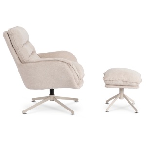 FOTOLIU CU TABURET, ARTIM MEBLE, REALIZAT DIN MATERIAL TEXTIL CREM SI METAL, STIL MODERN - Img 6