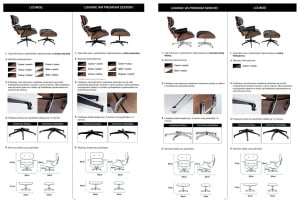 FOTOLIU CU TABURET LOUNGE PREMIUM, PIELE NATURALA ITALIANA SI LEMN DE FRASIN, CULOARE NEGRU/NUC, STIL EAMES - Img 2