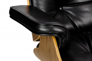 FOTOLIU EXCLUSIVIST CU TABURET, LOUNGE HM SOFT PREMIUM, NEGRU, PIELE NATURALA SI LEMN DE NUC, STIL MODERN - Img 7