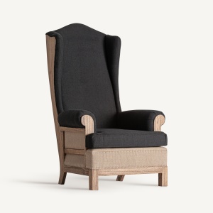 FOTOLIU LIVING ARBAZ, REALIZAT DIN LEMN DE MINDI SI TEXTIL, REALIZAT MANUAL, FINISAJ NEGRU/MARO, VICAL HOME