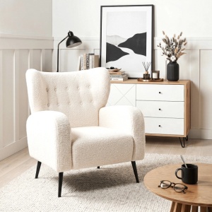 FOTOLIU LIVING NICO, REALIZAT DIN METAL SI TEXTIL BOUCLE, CULOARE CREM, ARTIM MEBLE - Img 2