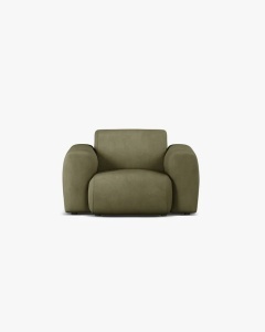 FOTOLIU LOUNGE MOLINO, 100X108, VERDE DESCHIS, CU TAPITERIE DIN TEXTIL CHENILLE REBEL, MICADONI