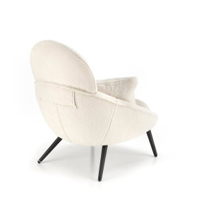 FOTOLIU MERRY, CREM/NEGRU, TAPITERIE DIN TEXTIL PLUSAT SI PICIOARE DIN METAL, STIL MODERN - Img 4