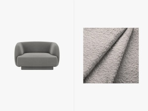 FOTOLIU MILEY, GRI DESCHIS, CU TAPITERIE DIN TEXTIL BOUCLEE BALOO, MICADONI