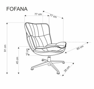FOTOLIU PIVOTANT FOFANA, CREM/NEGRU, TAPITERIE DIN STOFA FINA SI PICIOARE DIN METAL, STIL MODERN - Img 3