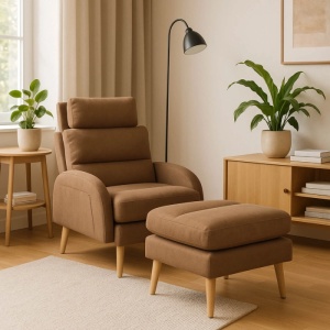 FOTOLIU RABATABIL CU SUPORT PICIOARE, ARTIM MEBLE, REALIZAT DIN MATERIAL TEXTIL MARO SI CADRUL DIN LEMN, STIL MODERN