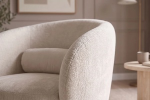 FOTOLIU ROTATIV BOSSA NOVA, REALIZAT DIN LEMN SI TEXTIL CHENILLE , CULOARE BEJ, INVICTA INTERIOR - Img 6